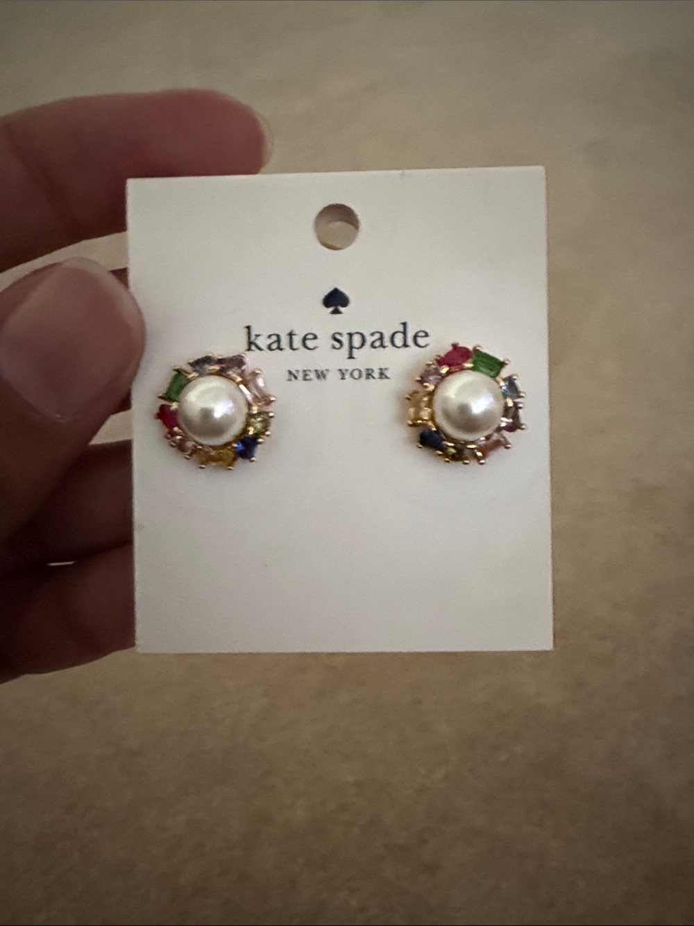 Kate Spade Candy Shop - Gold Pearl Multi Crystal Halo Stud Earrings